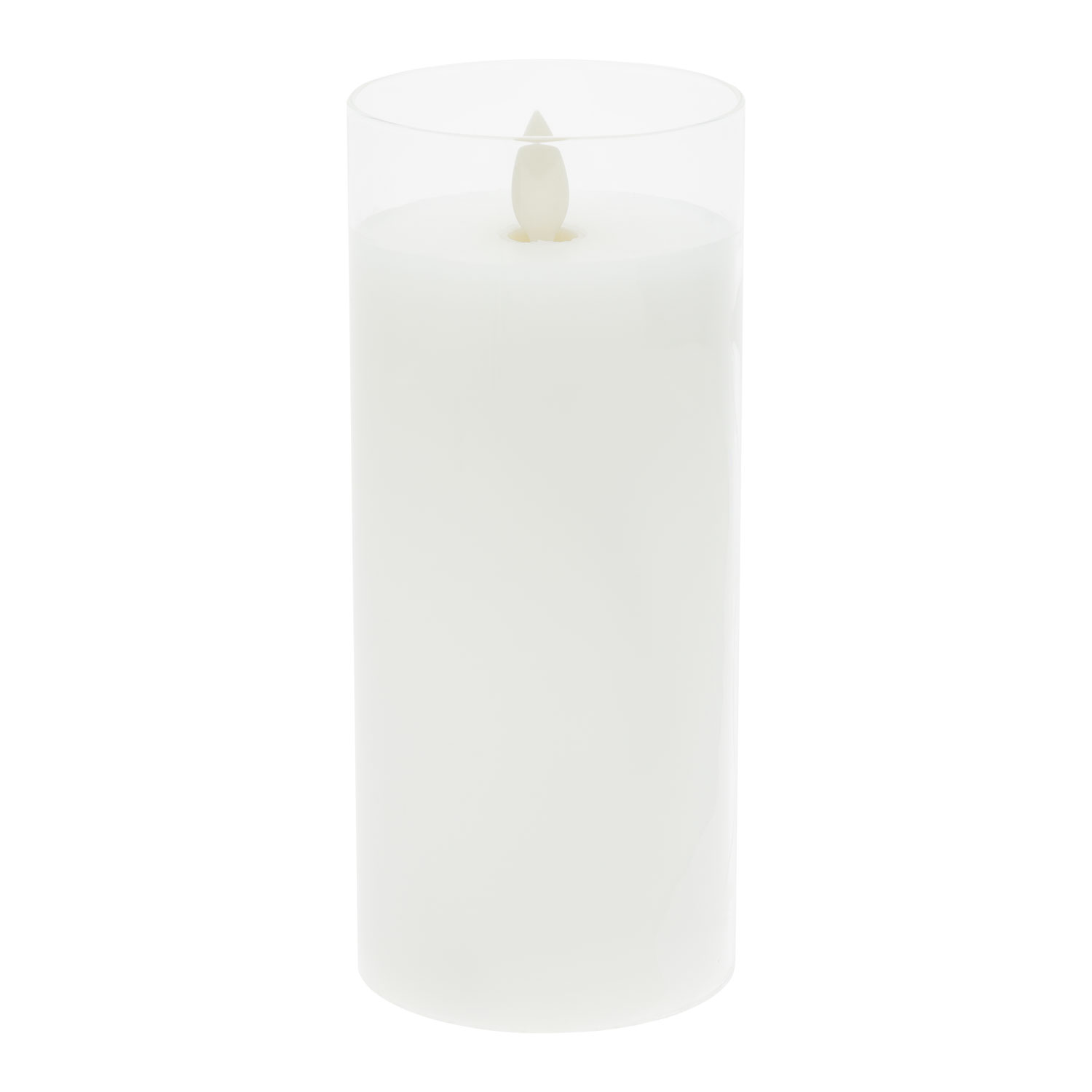 Candela in cera bianca e vetro trasparente, h 17,5 cm 4 Candela in cera bianca e vetro trasparente, h 17,5 cm 4