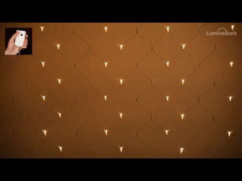 Filet Smart Connect, 2 x h. 1 mètres, 120 led blanc chaud traditionnel, câble blanc 2 Filet Smart Connect, 2 x h. 1 mètres, 120 led blanc chaud traditionnel, câble blanc 2