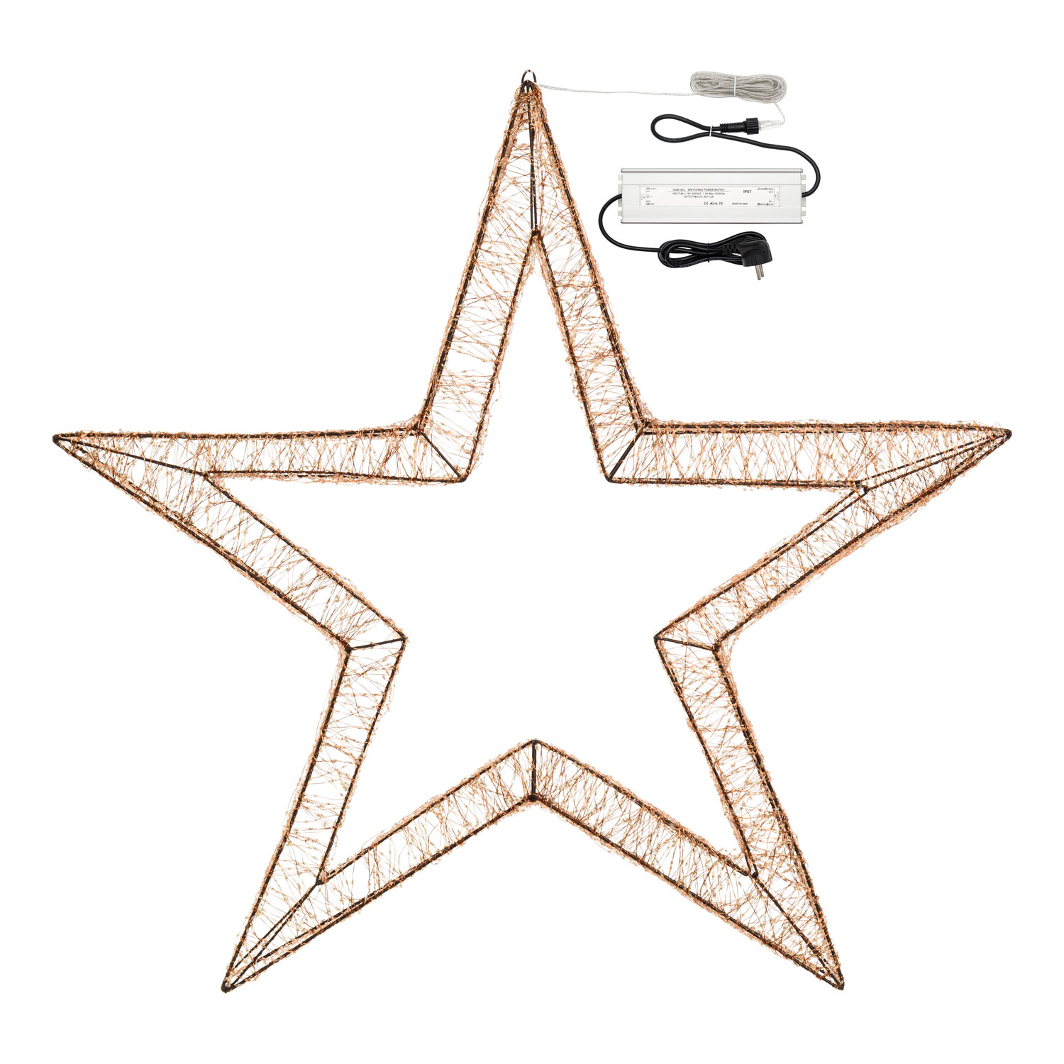 3D brauner Stern Ø 110 cm, 7000 RGB farbwechselnde Micro-LEDs, Innenbereich 3 3D brauner Stern Ø 110 cm, 7000 RGB farbwechselnde Micro-LEDs, Innenbereich 3