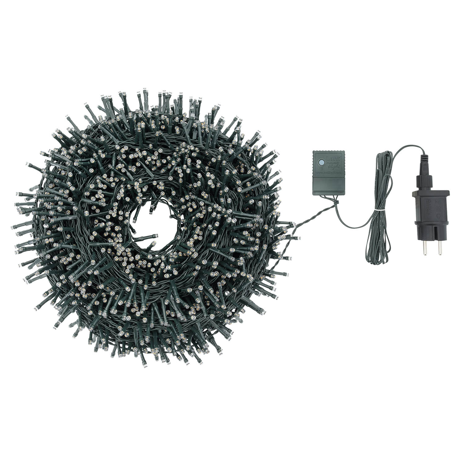 Catena Nastro di Luce 40,5 m, 2000 led Multi bianco caldo, cavo verde 4