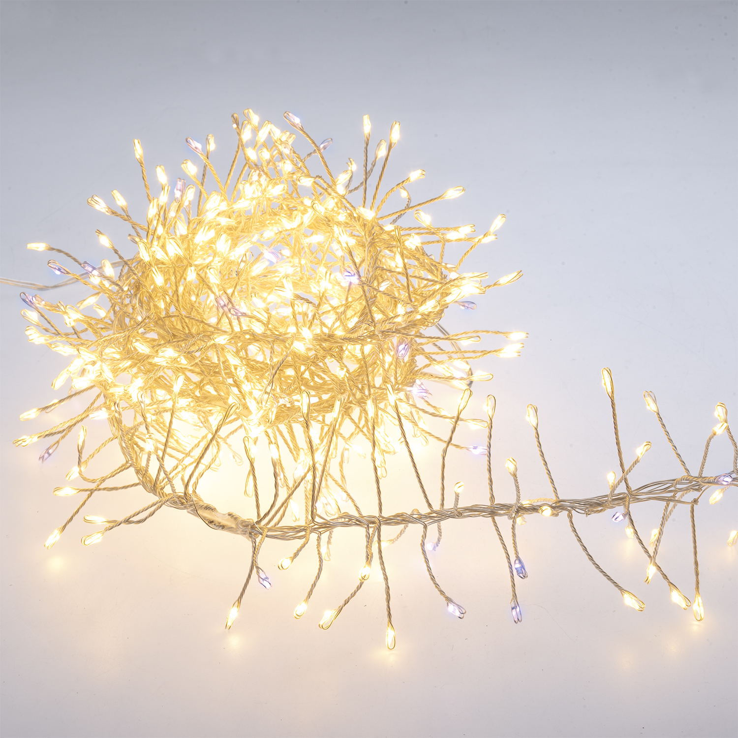 Guirlande Festoon argentée 2,5 m, 600 microled blanc chaud et blanc froid, haute densité Guirlande Festoon argentée 2,5 m, 600 microled blanc chaud et blanc froid, haute densité