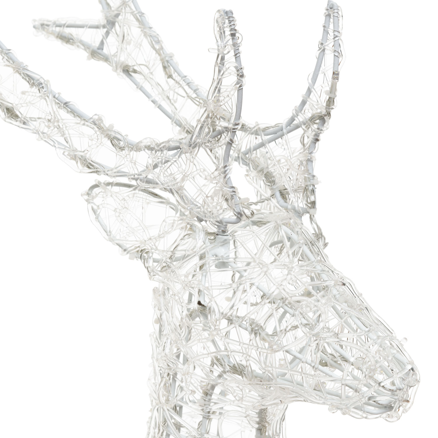 h 105 cm, White LEDs Battery Operated Transparent Acrylic Reindeer 4 h 105 cm, White LEDs Battery Operated Transparent Acrylic Reindeer 4