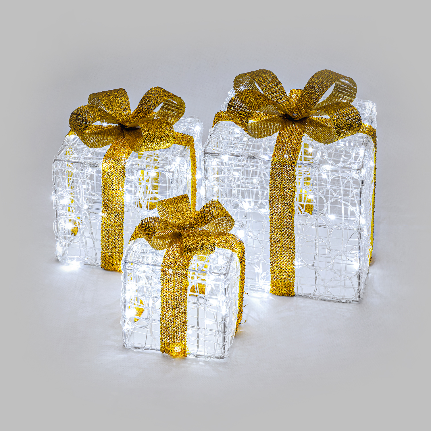 Set 3 Pacchi Regalo in acrilico, 150 Dual Color LED bianco caldo e bianco freddo  8
