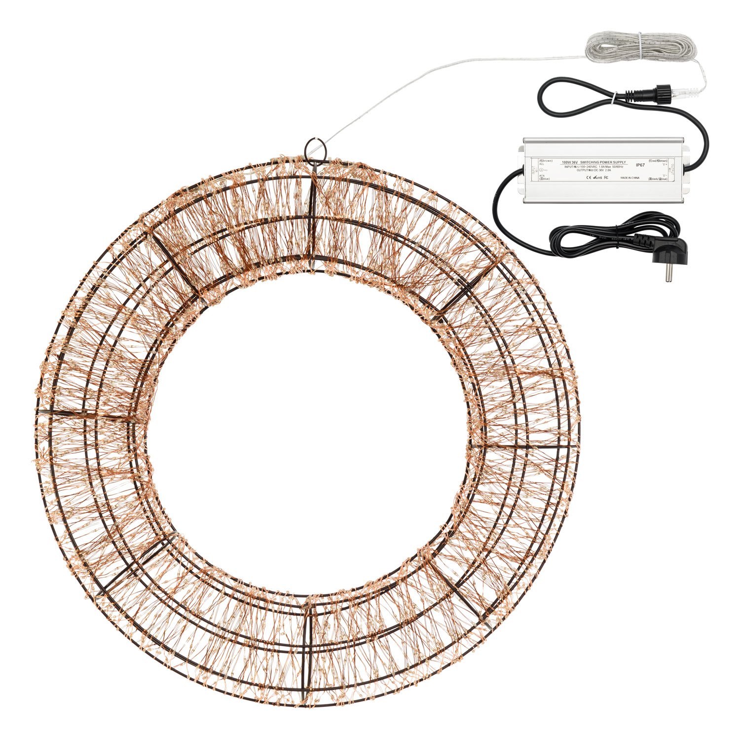 Couronne 3D Marron Ø 55 cm, 3000 Micro led RGB Couleurs Changeantes, intérieur 3 Couronne 3D Marron Ø 55 cm, 3000 Micro led RGB Couleurs Changeantes, intérieur 3