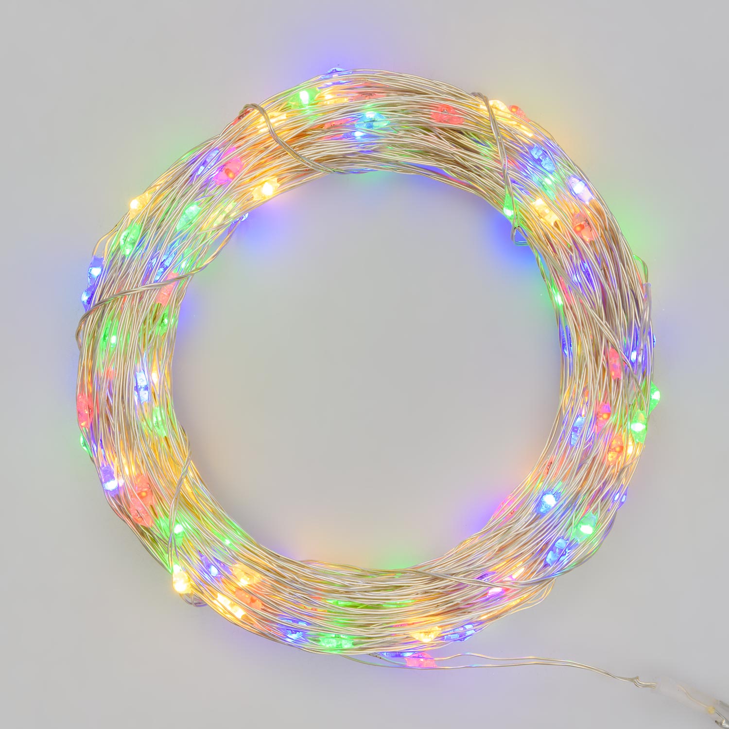 20m Battery String Lights, 200 Multi Coloured MicroLEDs, Silver Metal Wire 20m Battery String Lights, 200 Multi Coloured MicroLEDs, Silver Metal Wire