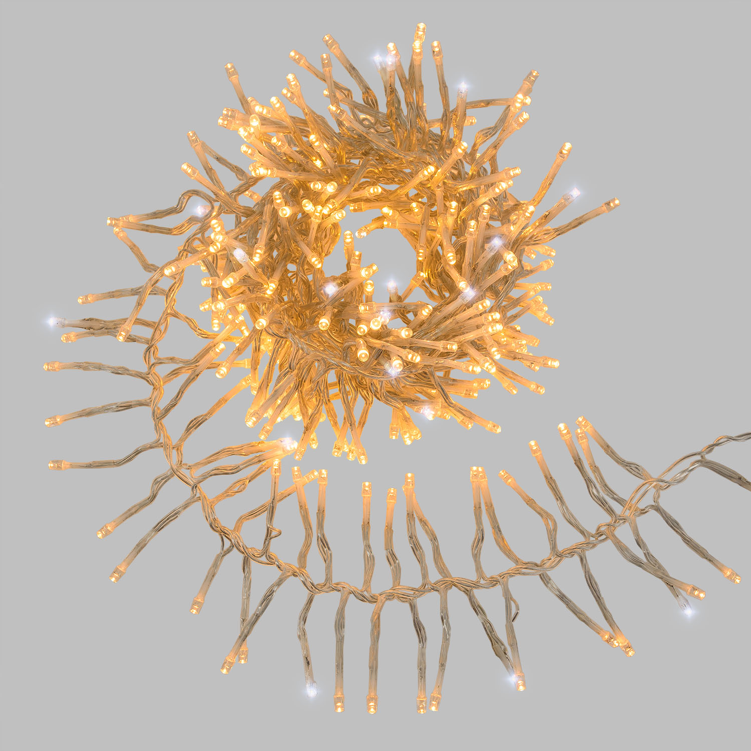 Catena Festone Connect+ 3 m, 300 led bianco caldo e bianco freddo, cavo trasparente, prolungabile