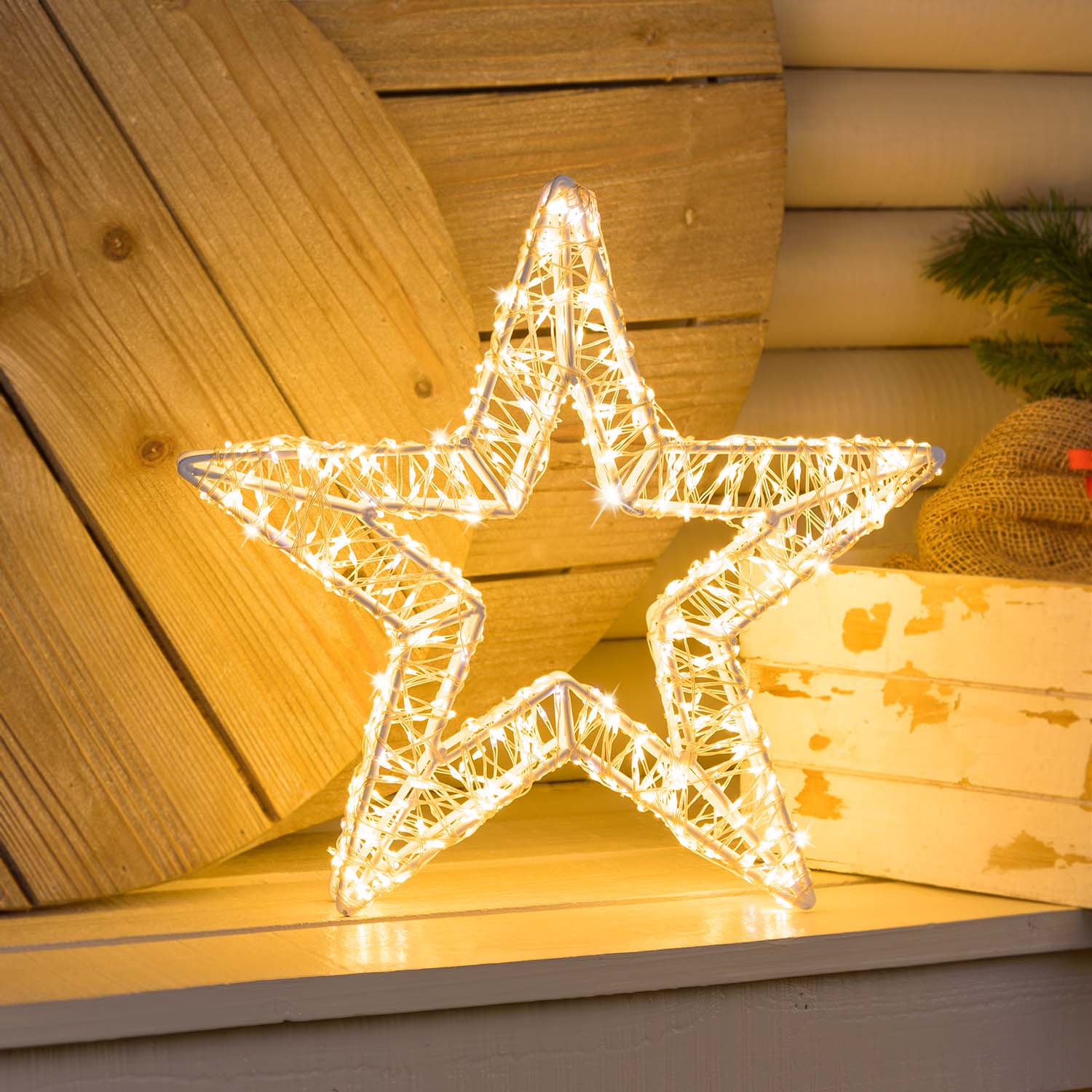 Étoile Blanche en 3D, Ø 35 cm, 800 Microled haute densité blanc chaud et froid, utilisation en intérieur Étoile Blanche en 3D, Ø 35 cm, 800 Microled haute densité blanc chaud et froid, utilisation en intérieur