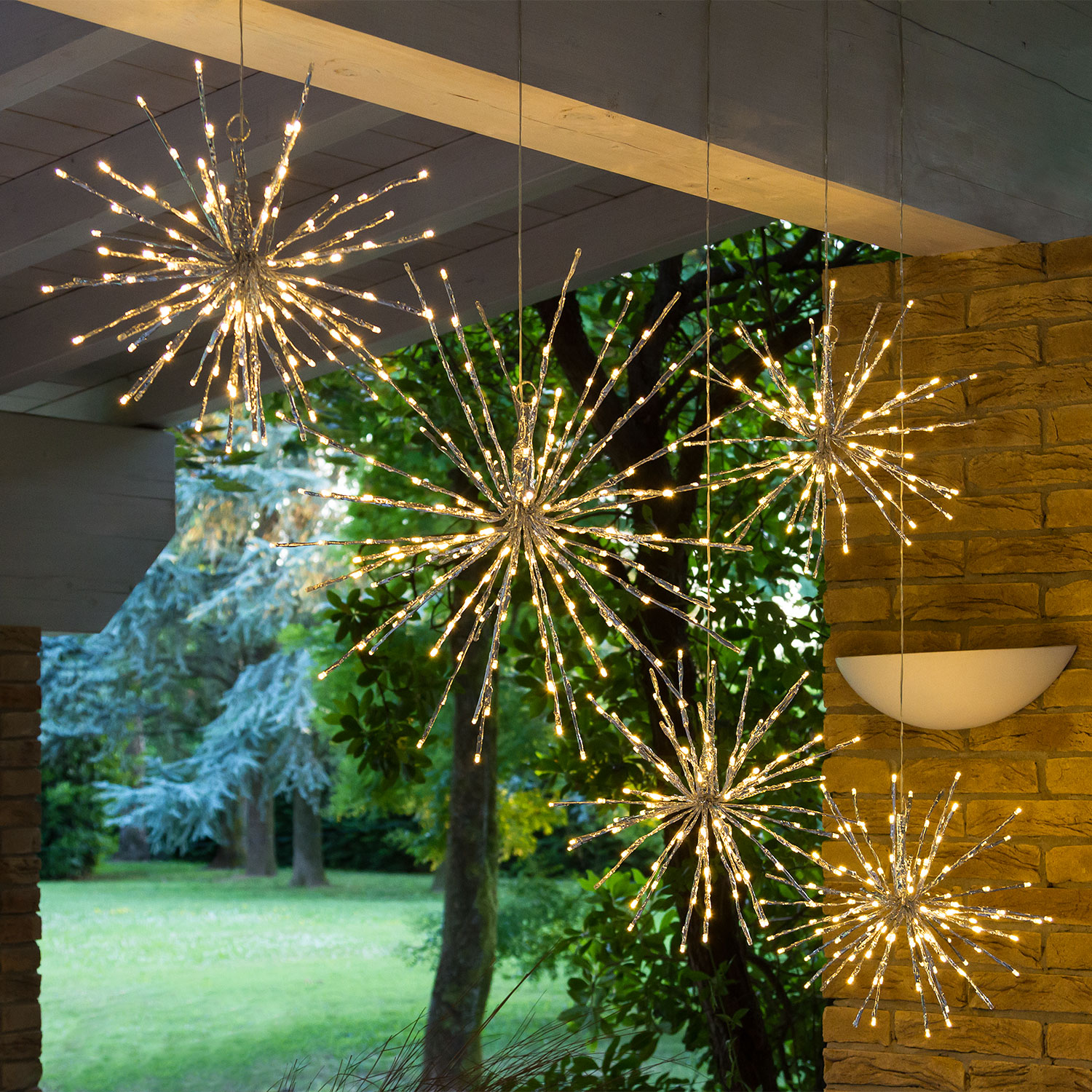 Silberner TWIGball, h 60 cm, 200 LEDs warmweiß 6 Silberner TWIGball, h 60 cm, 200 LEDs warmweiß 6