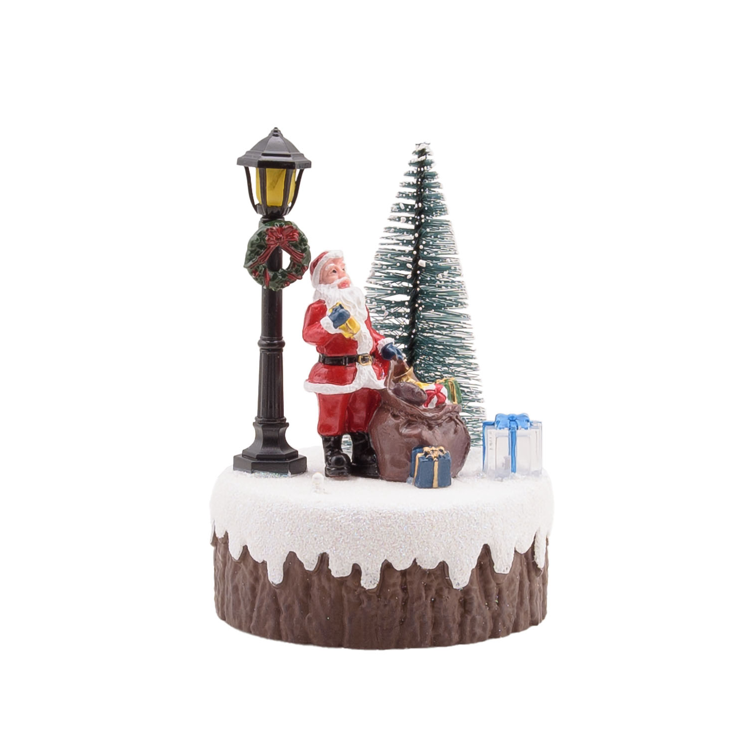 Pueblo de Navidad, Papá Noel con farola y árbol, altura 13 cm 2