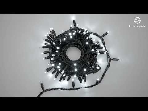 Lichterkette 10 m, 96 Maxi LEDs kaltweiß, schwarzes Kabel, erweiterbar 2 Lichterkette 10 m, 96 Maxi LEDs kaltweiß, schwarzes Kabel, erweiterbar 2