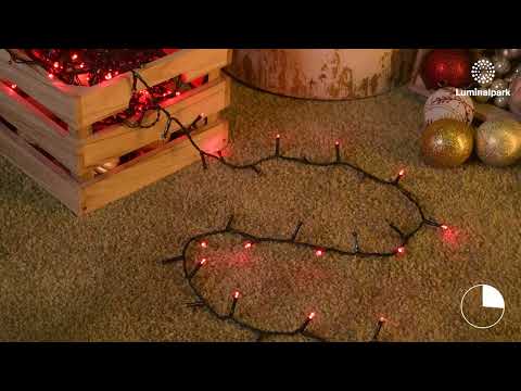 Lichterkette 12,8 m, 320 LEDs rot, grünes Kabel 2