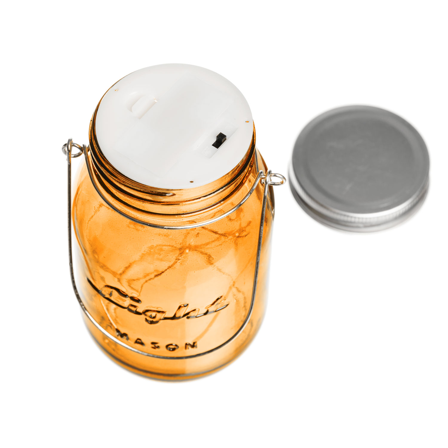 Orangenes Einweckglas mit Micro LEDs warmweiß 5 Orangenes Einweckglas mit Micro LEDs warmweiß 5