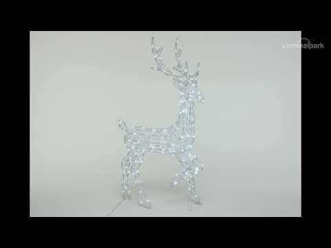 h 105 cm, White LEDs Battery Operated Transparent Acrylic Reindeer 2 h 105 cm, White LEDs Battery Operated Transparent Acrylic Reindeer 2