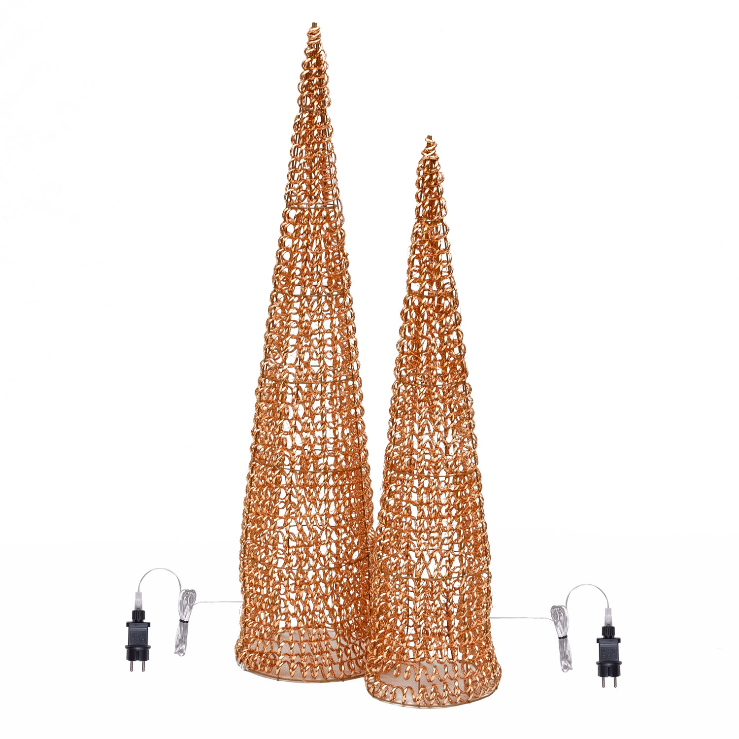 Set 2 coni in metallo 3D Rose Gold, filo a spirale, microled bianco caldo 2