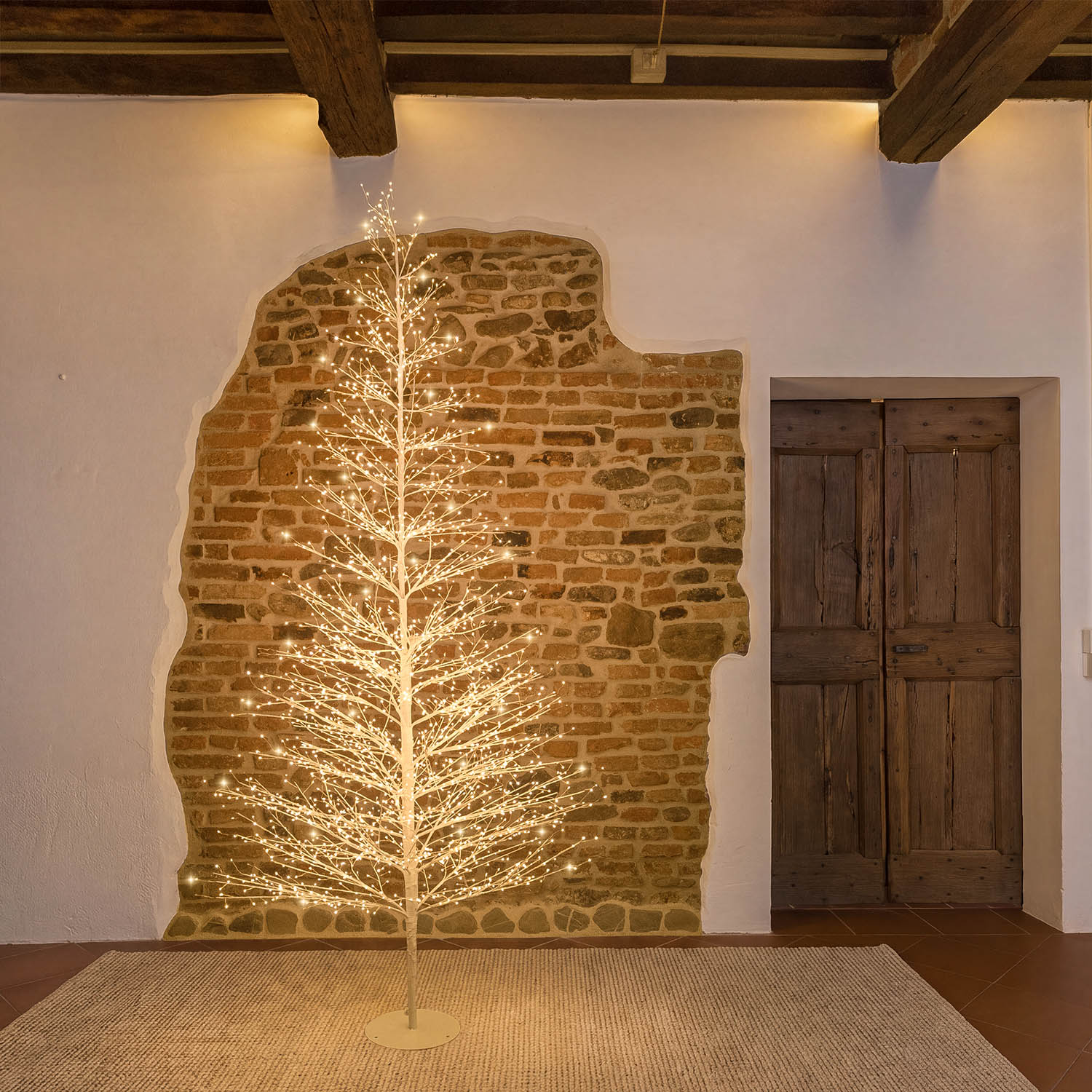Albero Conico Tiglio bianco h 2,1 m, 1856 microled bianco caldo, uso interno