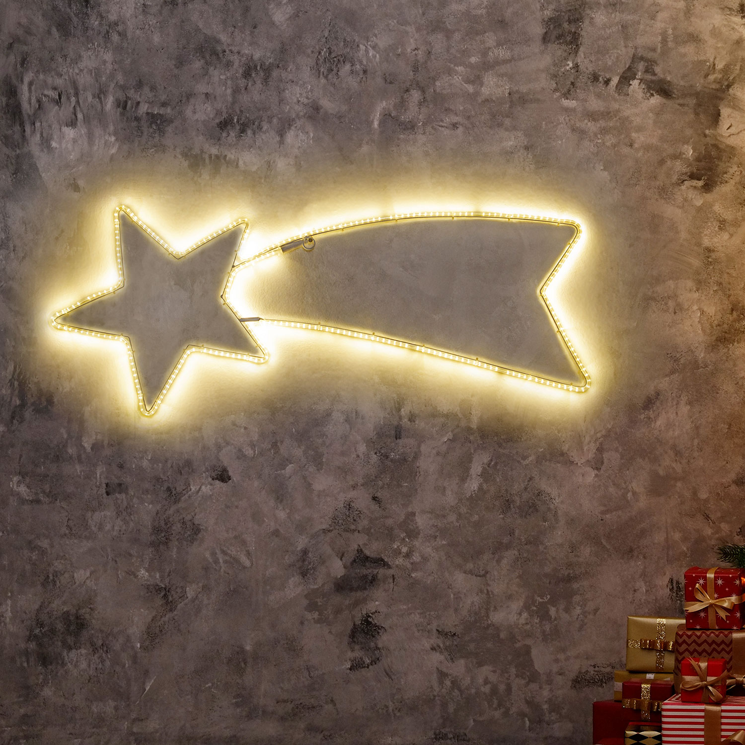 Étoile filante en tube ultra lumineux 100 x 40 cm, led blanc chaud 2 Étoile filante en tube ultra lumineux 100 x 40 cm, led blanc chaud 2