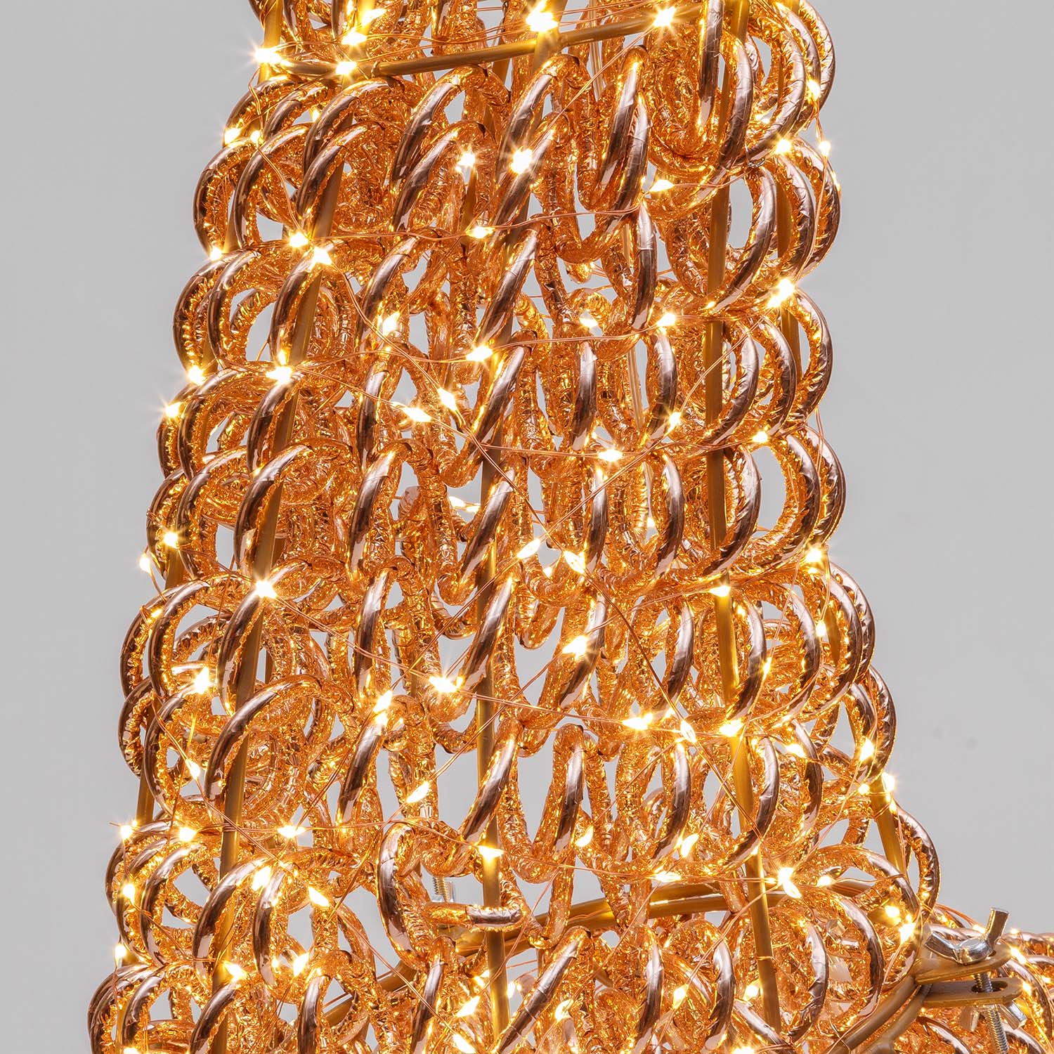 Renna in metallo 3D Rose Gold, filo a spirale, h 200 cm, 2400 microled bianco caldo 7