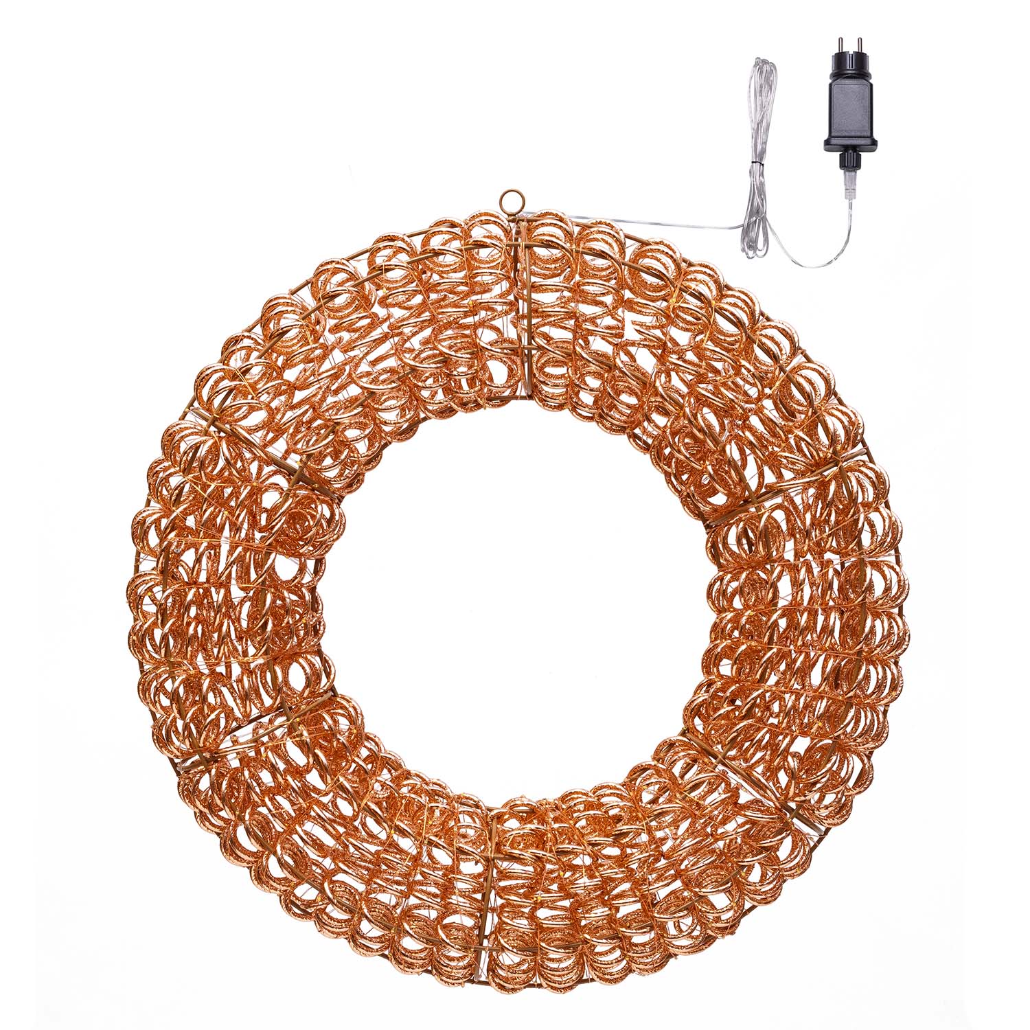Corona in metallo 3D Rose Gold, filo a spirale, ∅60 cm, 720 microled bianco caldo 2