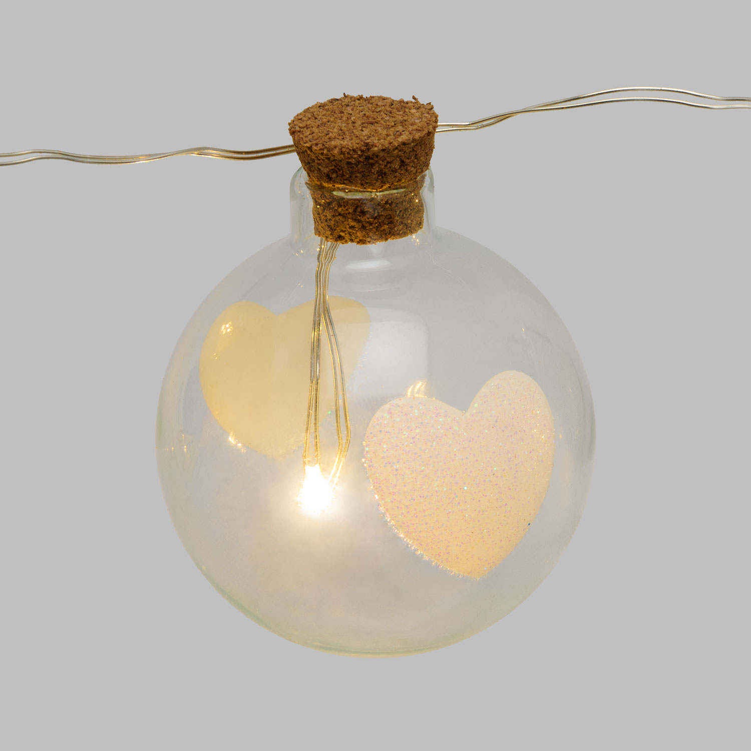 1,2m, 12 Glass Spheres with Hearts Battery String Lights, Ø 40mm, Warm WhiteLEDs 6 1,2m, 12 Glass Spheres with Hearts Battery String Lights, Ø 40mm, Warm WhiteLEDs 6
