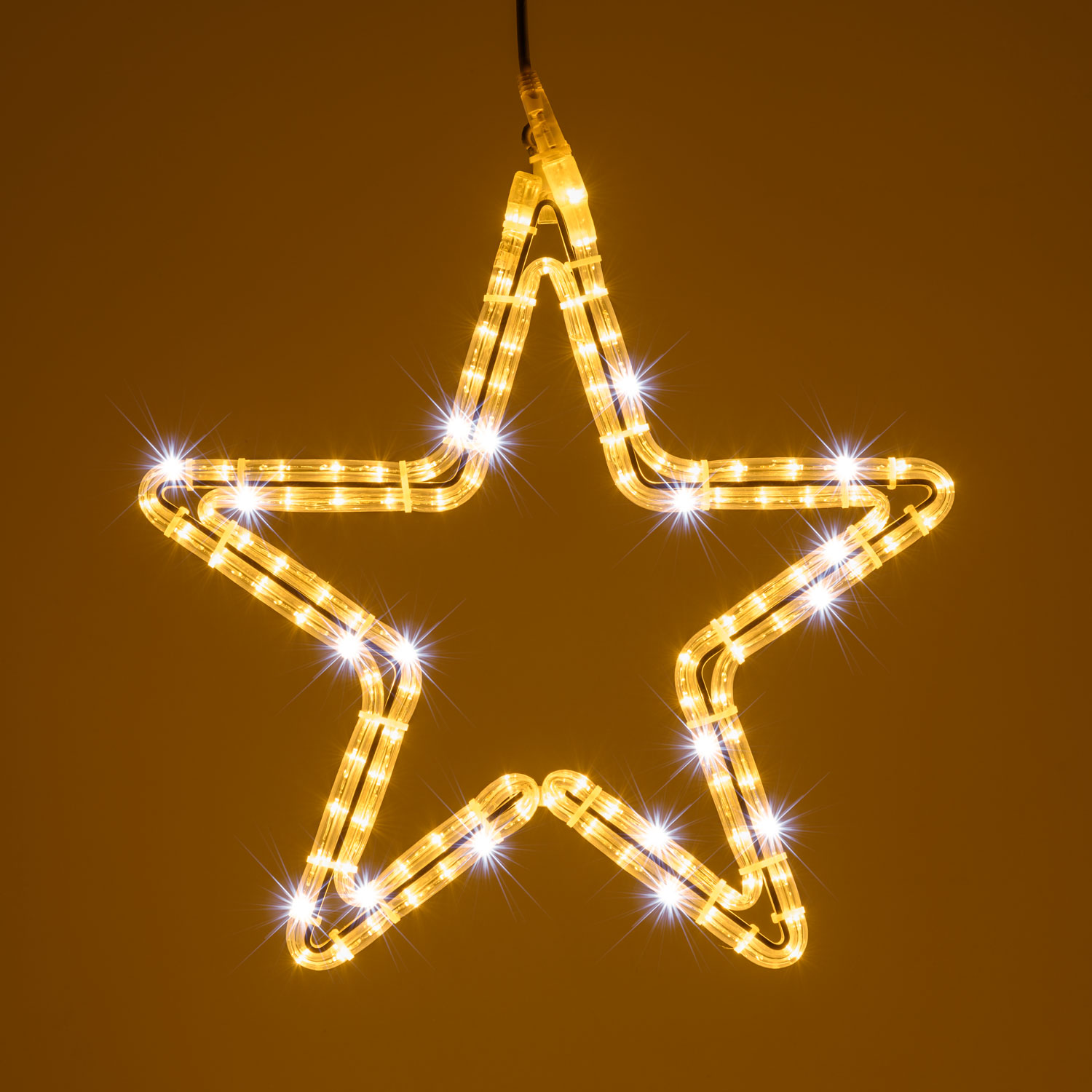 Stern aus Lichtschlauch, 47 x 45 cm, 116 LEDs, kalt- und warmweiß Stern aus Lichtschlauch, 47 x 45 cm, 116 LEDs, kalt- und warmweiß