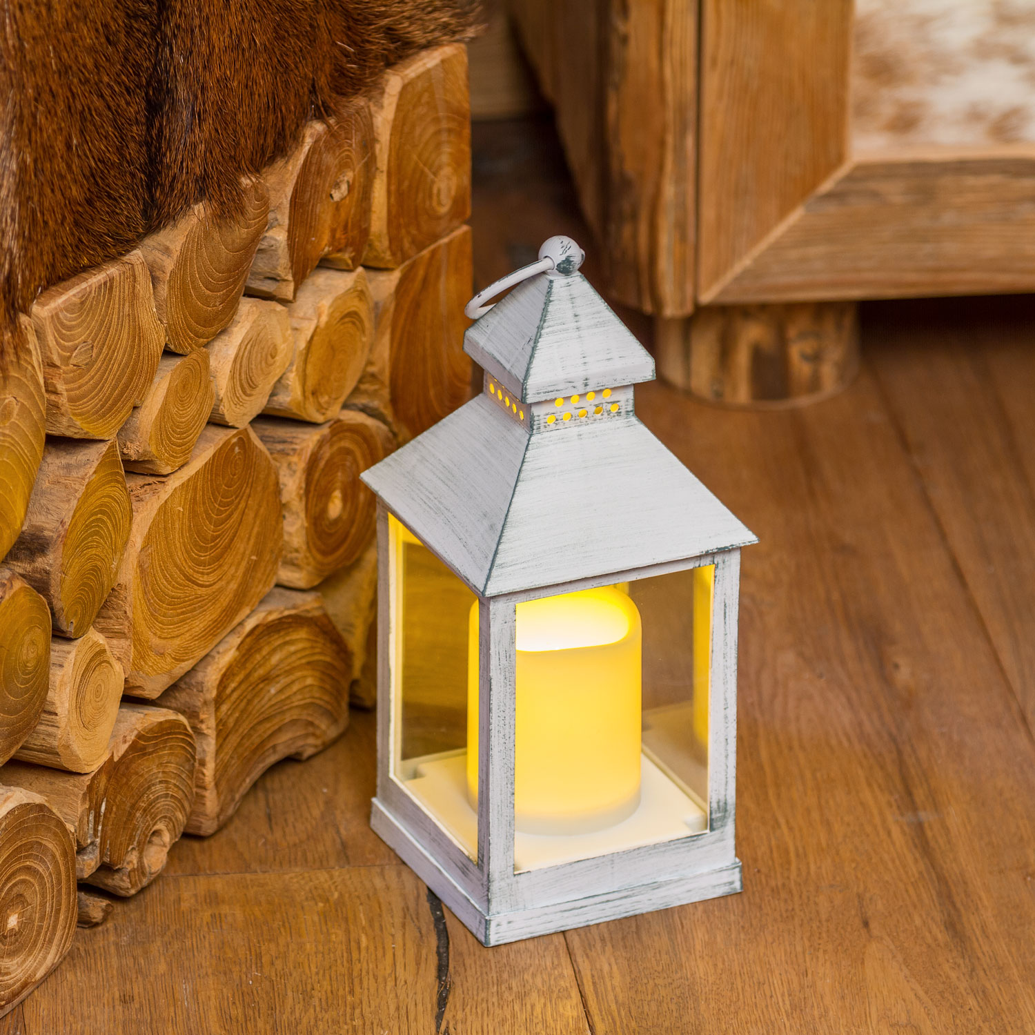 Farol Vintage con vela Led h. 24 cm 21 Farol Vintage con vela Led h. 24 cm 21