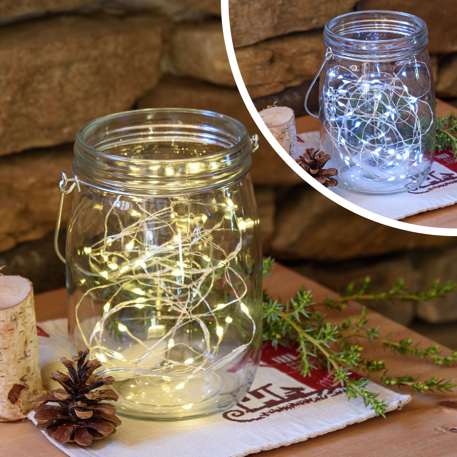 Barattolo di vetro con 80 micro led bianco caldo e freddo 19 Barattolo di vetro con 80 micro led bianco caldo e freddo 19
