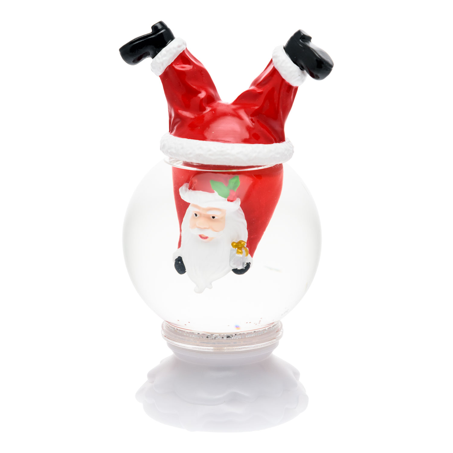 Kugel mit umgedrehtem Weihnachtsmann, H. 21 cm, mehrfarbiger RGB-LED-Glitzer 4 Kugel mit umgedrehtem Weihnachtsmann, H. 21 cm, mehrfarbiger RGB-LED-Glitzer 4