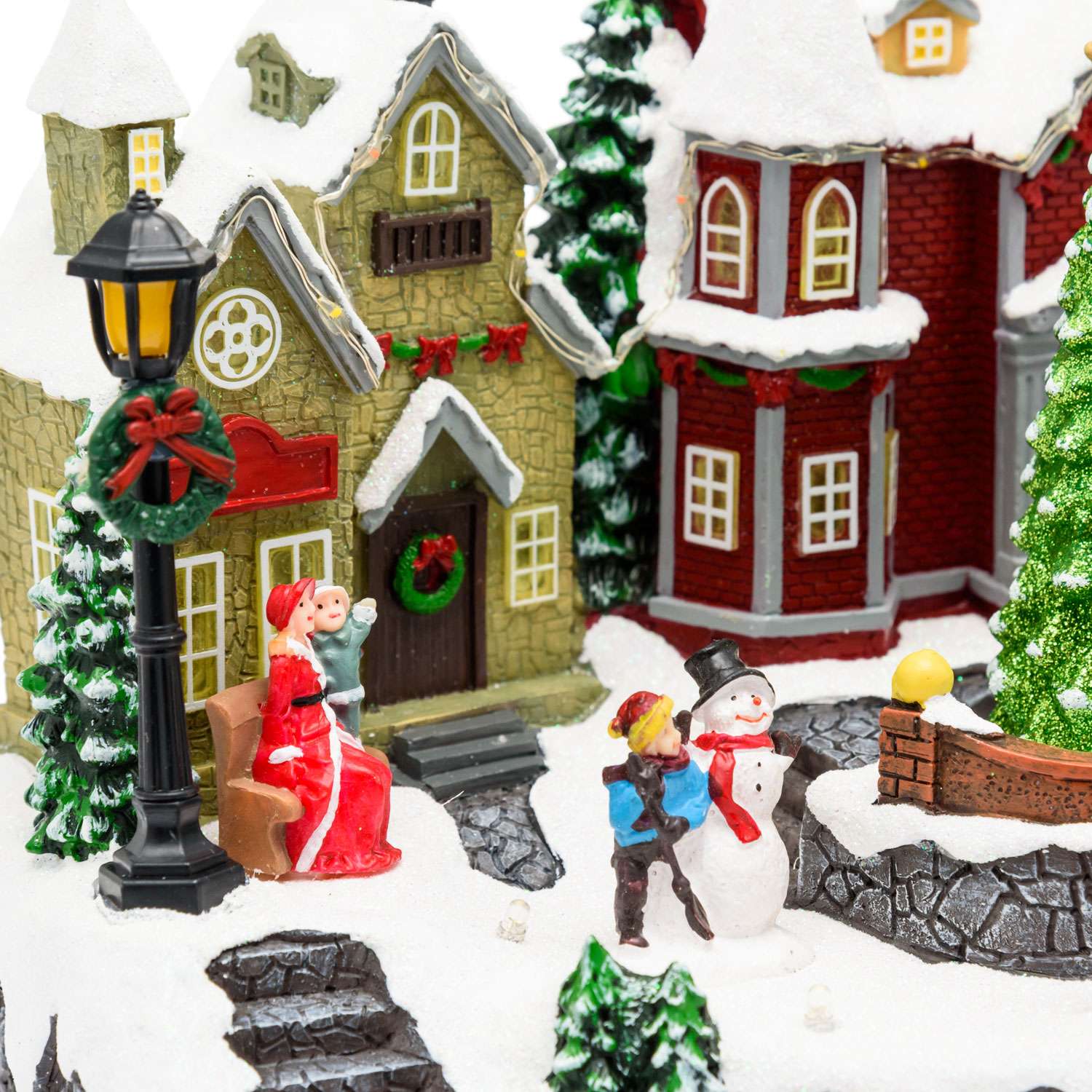 Pueblo de Navidad, Paisaje nevado con personajes y Árbol de Navidad giratorio, h 18 cm, villancicos 4 Pueblo de Navidad, Paisaje nevado con personajes y Árbol de Navidad giratorio, h 18 cm, villancicos 4