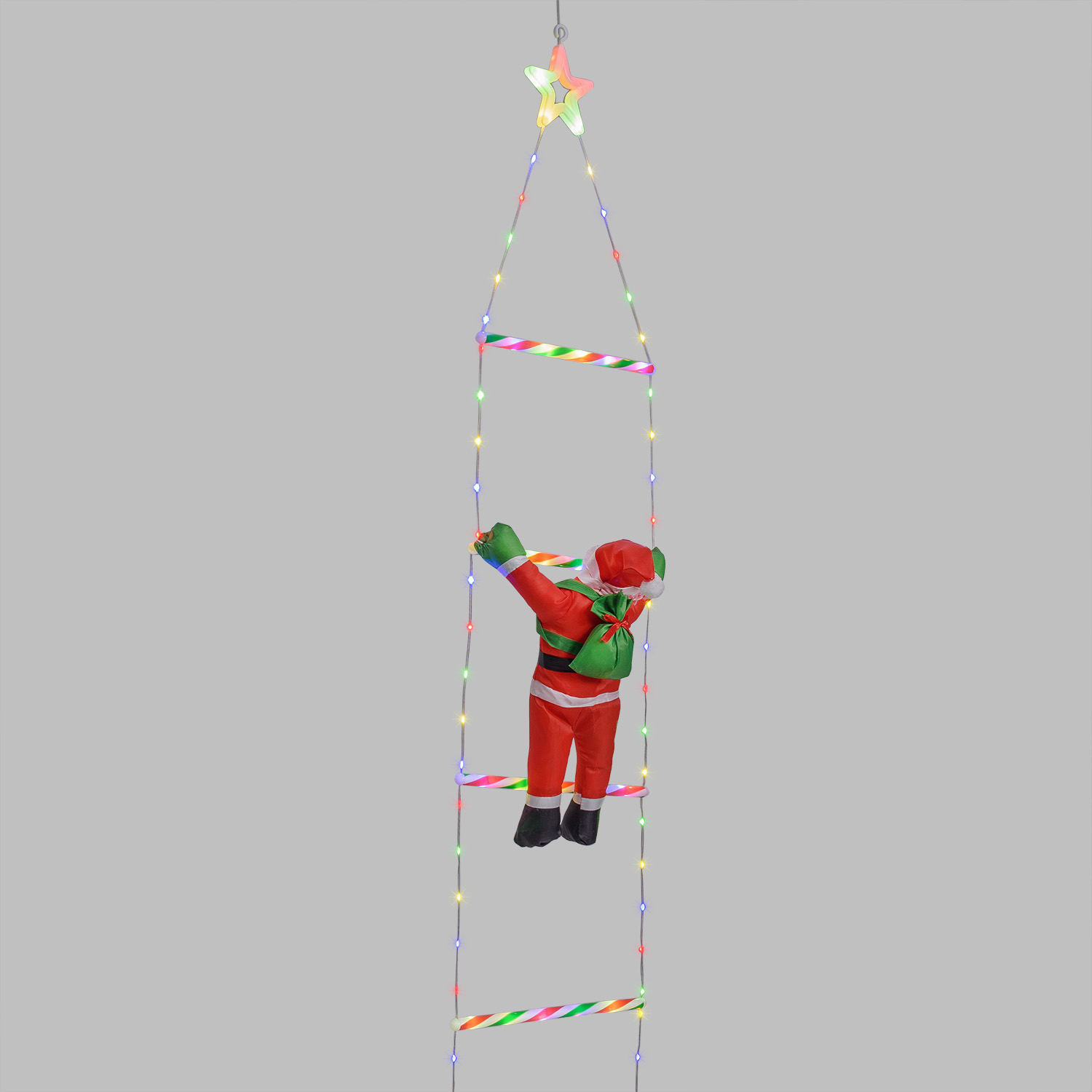 Babbo Natale su scala luminosa, h 200 cm, Dual LED bianco caldo e multicolor 3