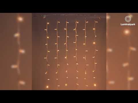 Lichtervorhang 1 x h 2 m, 96 Maxi LEDs warmweiß, transparentes Kabel, erweiterbar 2 Lichtervorhang 1 x h 2 m, 96 Maxi LEDs warmweiß, transparentes Kabel, erweiterbar 2