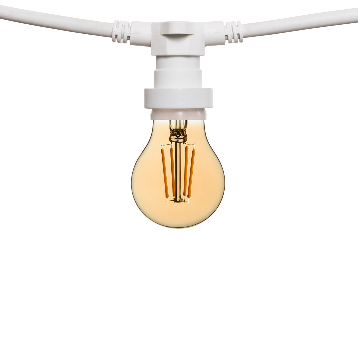 5m Lichterkette, 16 LED-Tropfenbirnen 8 Watt Ø 67 mm, dimmbar, weißes Kabel, erweiterbar 2 5m Lichterkette, 16 LED-Tropfenbirnen 8 Watt Ø 67 mm, dimmbar, weißes Kabel, erweiterbar 2