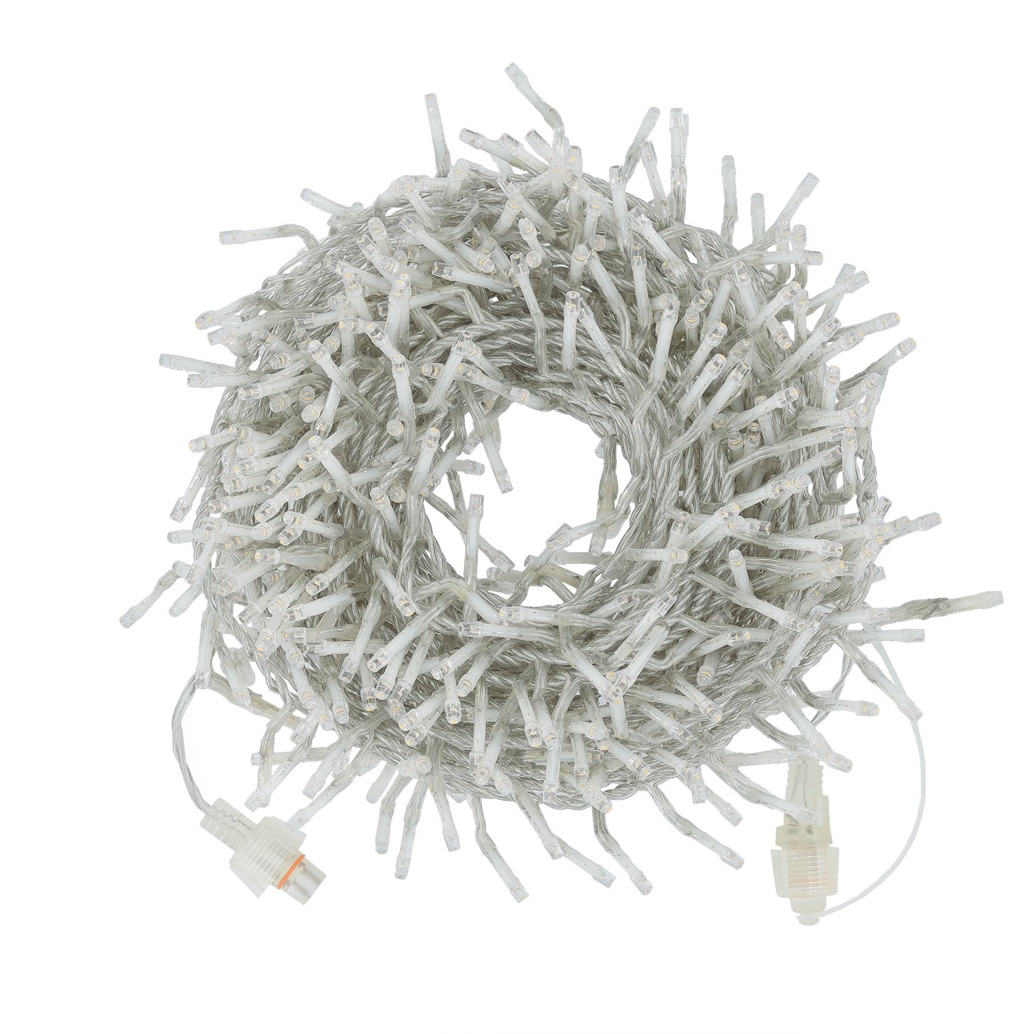 12m Warm White Connect+ Mini Cluster Lights, 600 LEDs, transparent cable, connectable 2