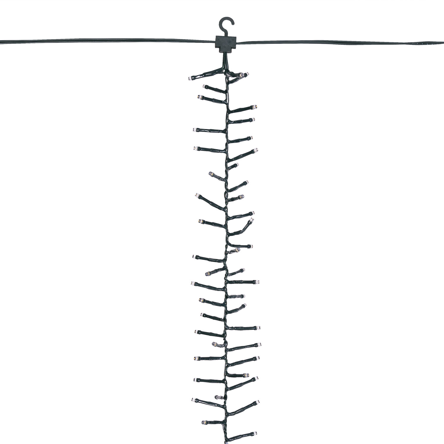Cascata di luci Connect+ 3 nastri, 600 led bianco caldo, cavo verde, prolungabile 6