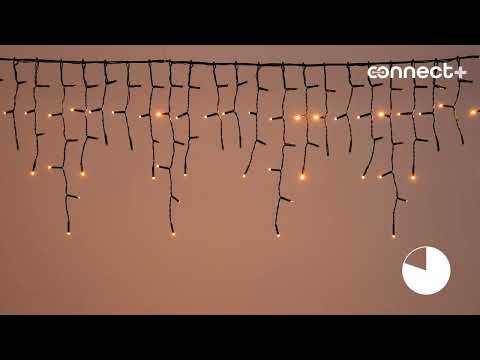 Eisregen Connect+ 2 x H 0,36 m, 160 LEDs Warmweiß, grünes Kabel, verlängerbar 2