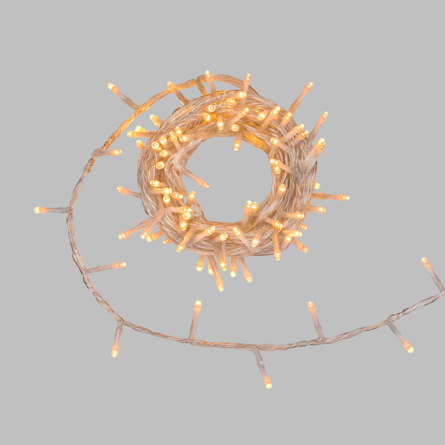Guirnalda Connect+ 5 m, 100 led blanco cálido, cable transparente, prolongable