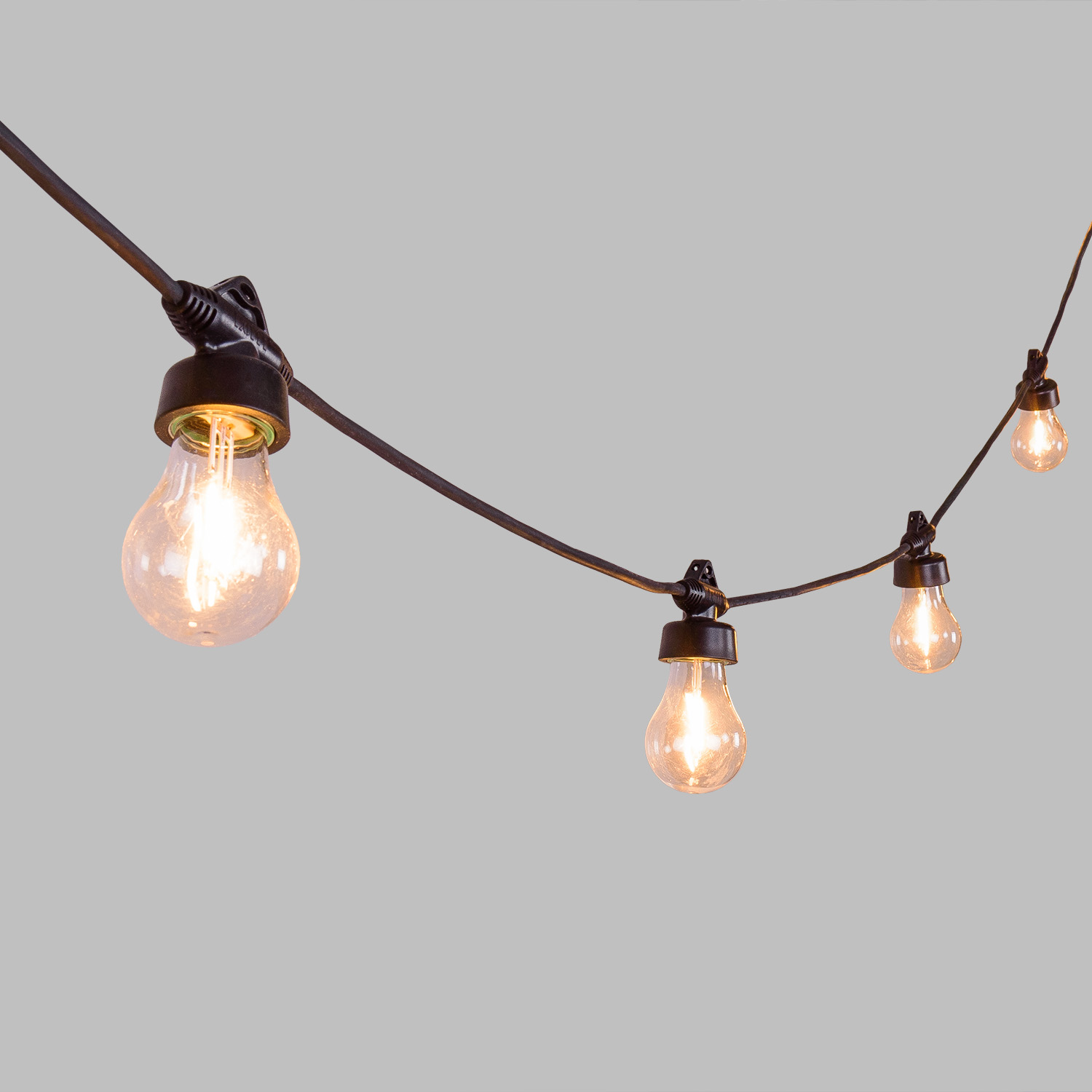 Catena 10 m, 20 lampadine Ø 60 mm, filament led bianco caldo, prolungabile, IP67