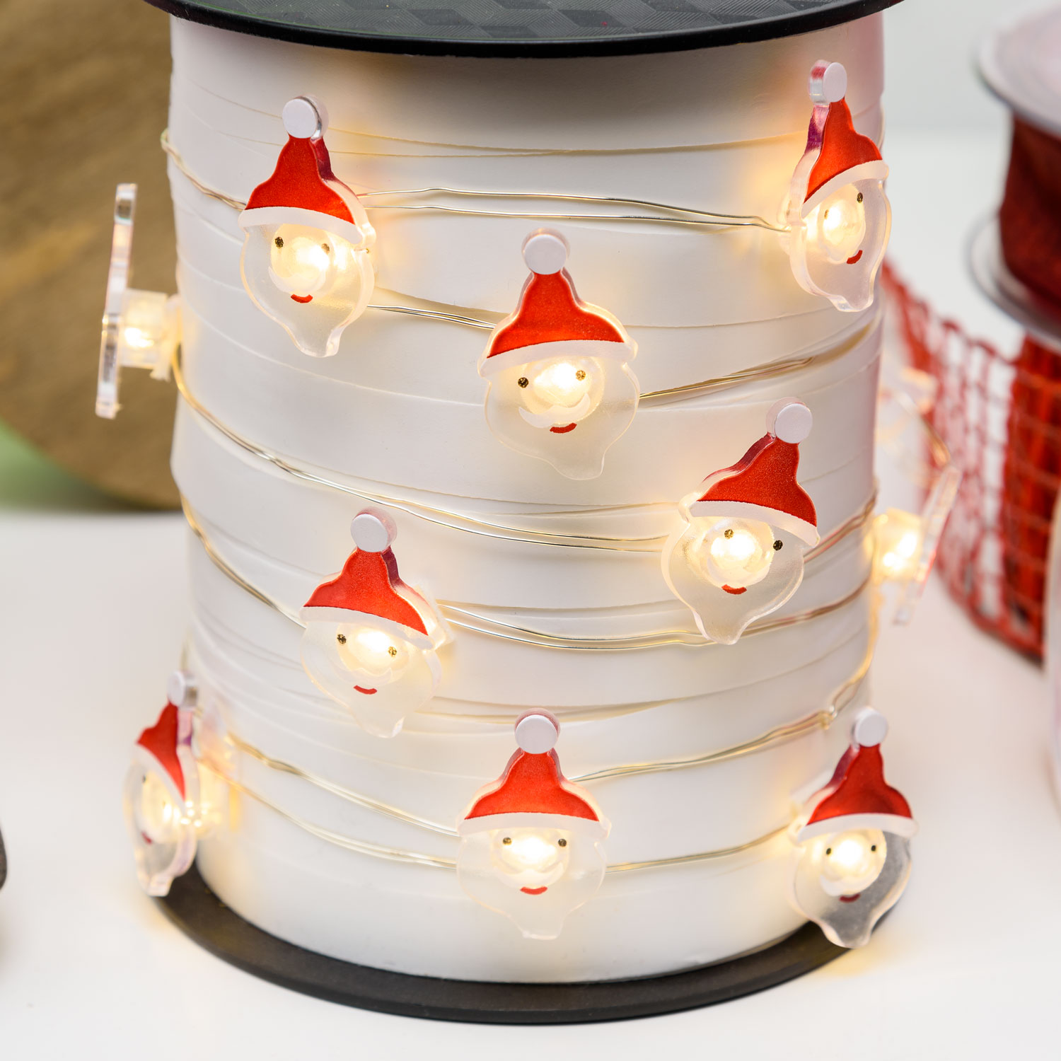 Catena luminosa di 20 babbi natale, microled bianco caldo 1 Catena luminosa di 20 babbi natale, microled bianco caldo 1