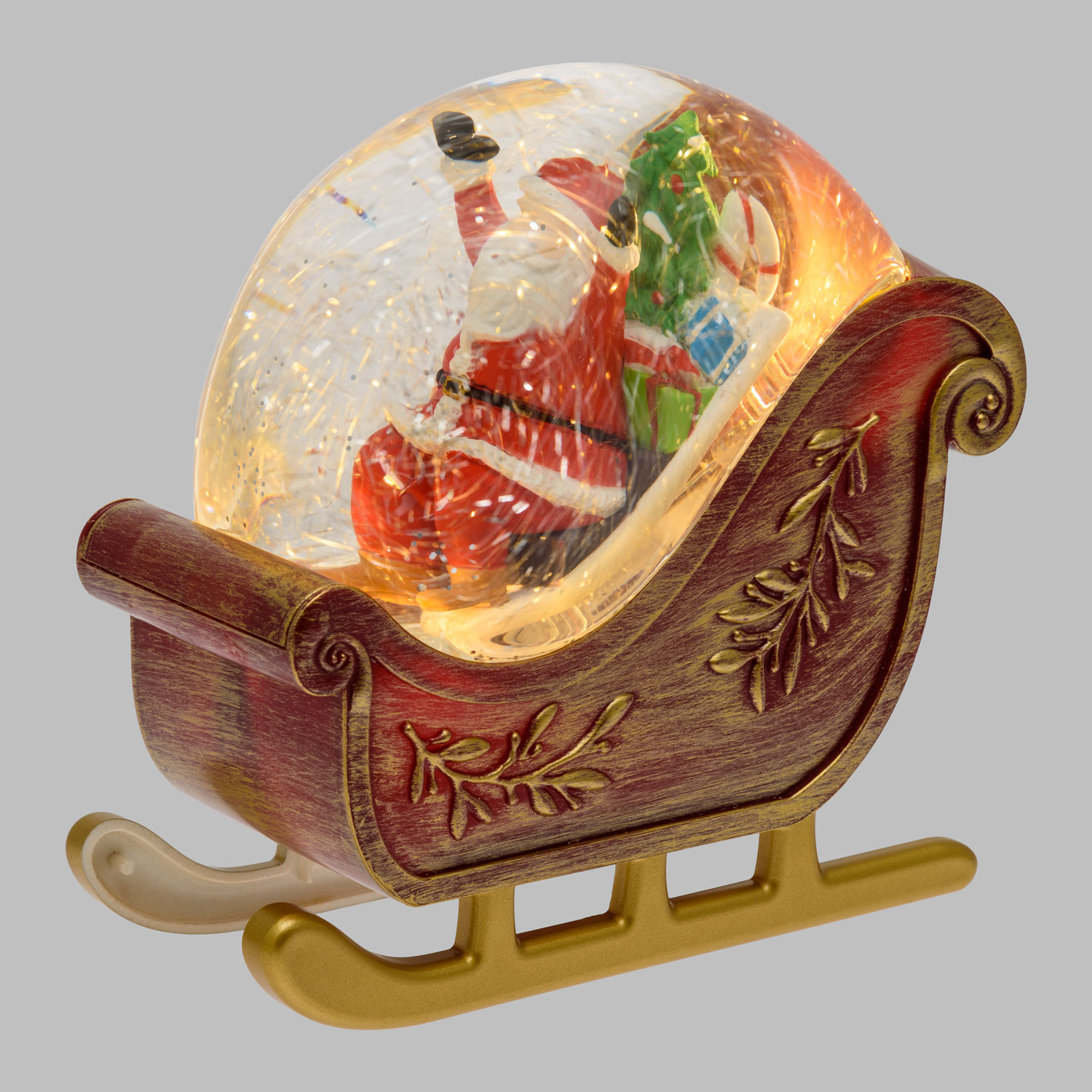 Roter LED Schlitten mit Weihnachtsmann, mit Wasser gefüllt, h 17,5 cm 7 Roter LED Schlitten mit Weihnachtsmann, mit Wasser gefüllt, h 17,5 cm 7