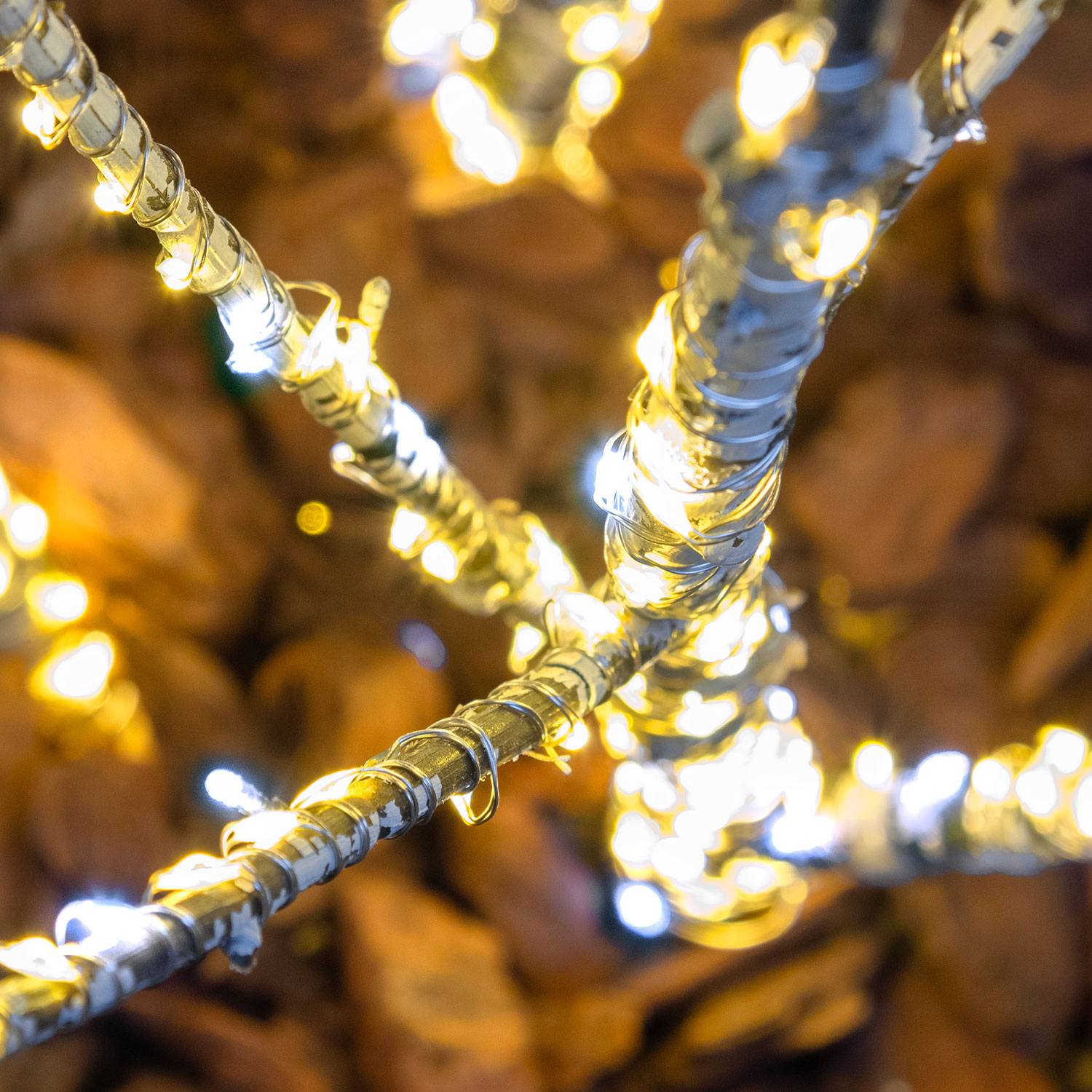 2m 600 Warm White and White MicroLEDs Cascade of Light with 15 falls, Silver Metal Wire 5 2m 600 Warm White and White MicroLEDs Cascade of Light with 15 falls, Silver Metal Wire 5