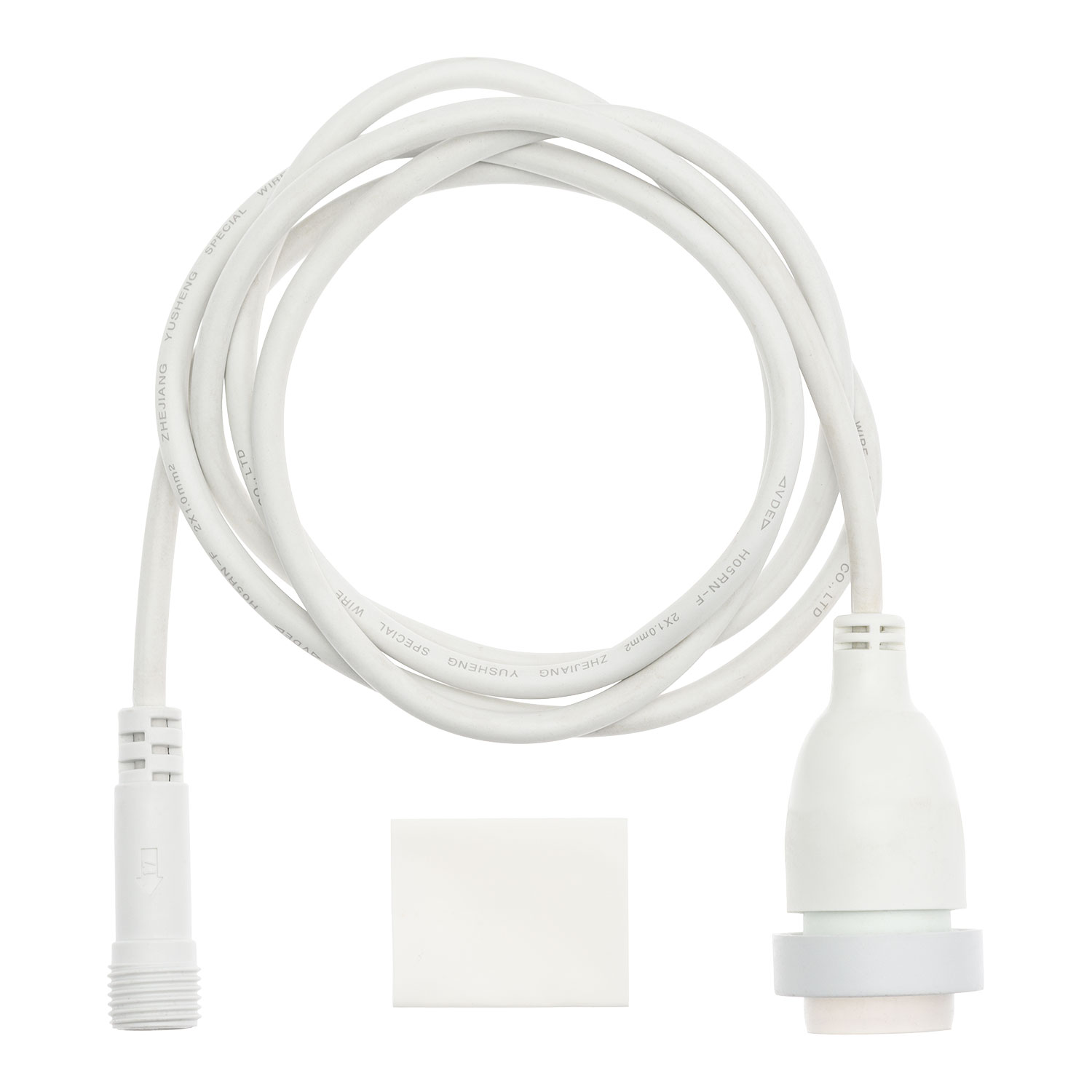 Portalampade E27 con 2 metri di cavo bianco, uso interno o esterno Portalampade E27 con 2 metri di cavo bianco, uso interno o esterno