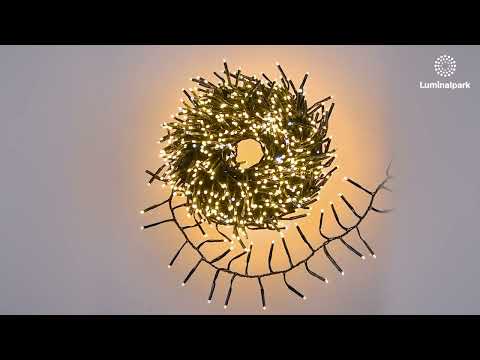 Catena Festone 15 m, 1000 miniled bianco caldo e bianco freddo, cavo verde 2