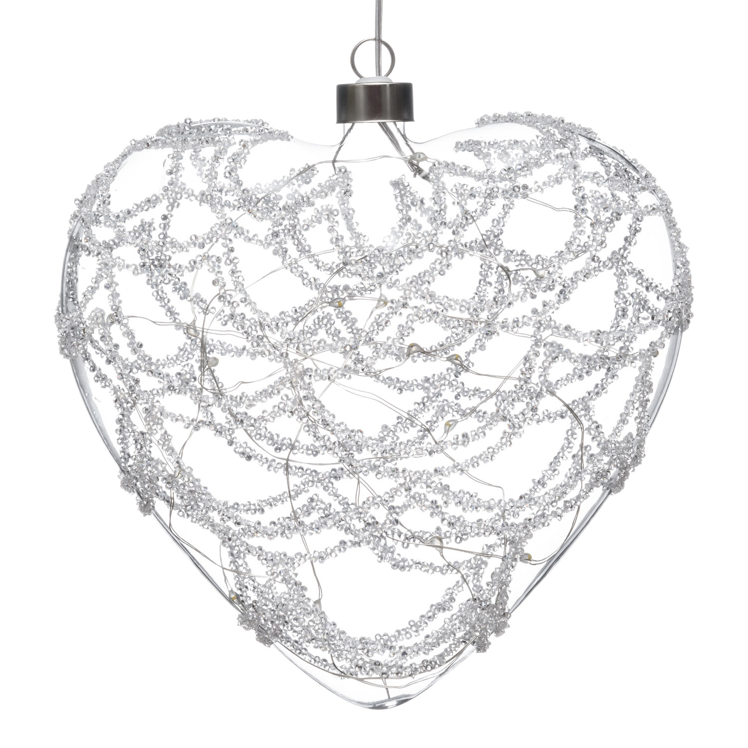 Corazón luminoso de vidrio decorado, micro led blanco cálido 6 Corazón luminoso de vidrio decorado, micro led blanco cálido 6
