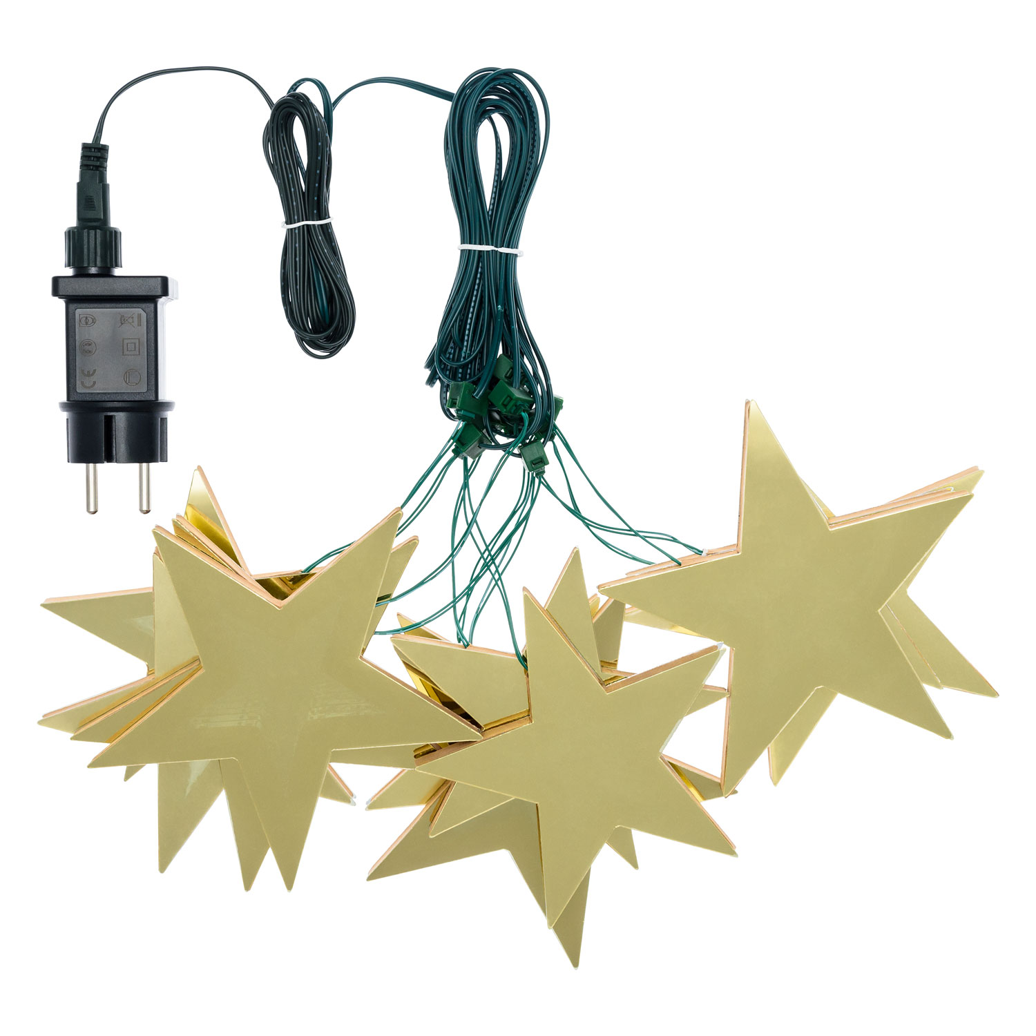 Catena decorata 11 stelle luminose, led bianco extra caldo   4 Catena decorata 11 stelle luminose, led bianco extra caldo   4