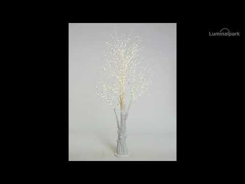 Albero bianco con tronco e base rotonda, microled bianco caldo 2 Albero bianco con tronco e base rotonda, microled bianco caldo 2