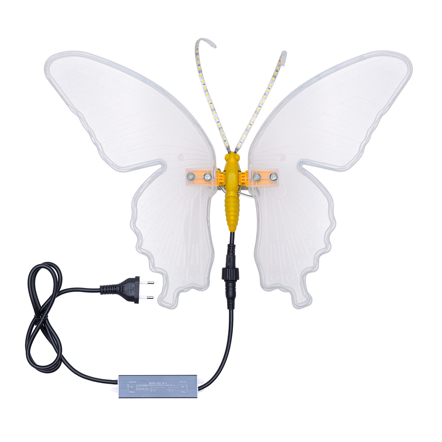 Farfalla in tubo ultraluminoso, 43 cm, 244 led bianco caldo 2