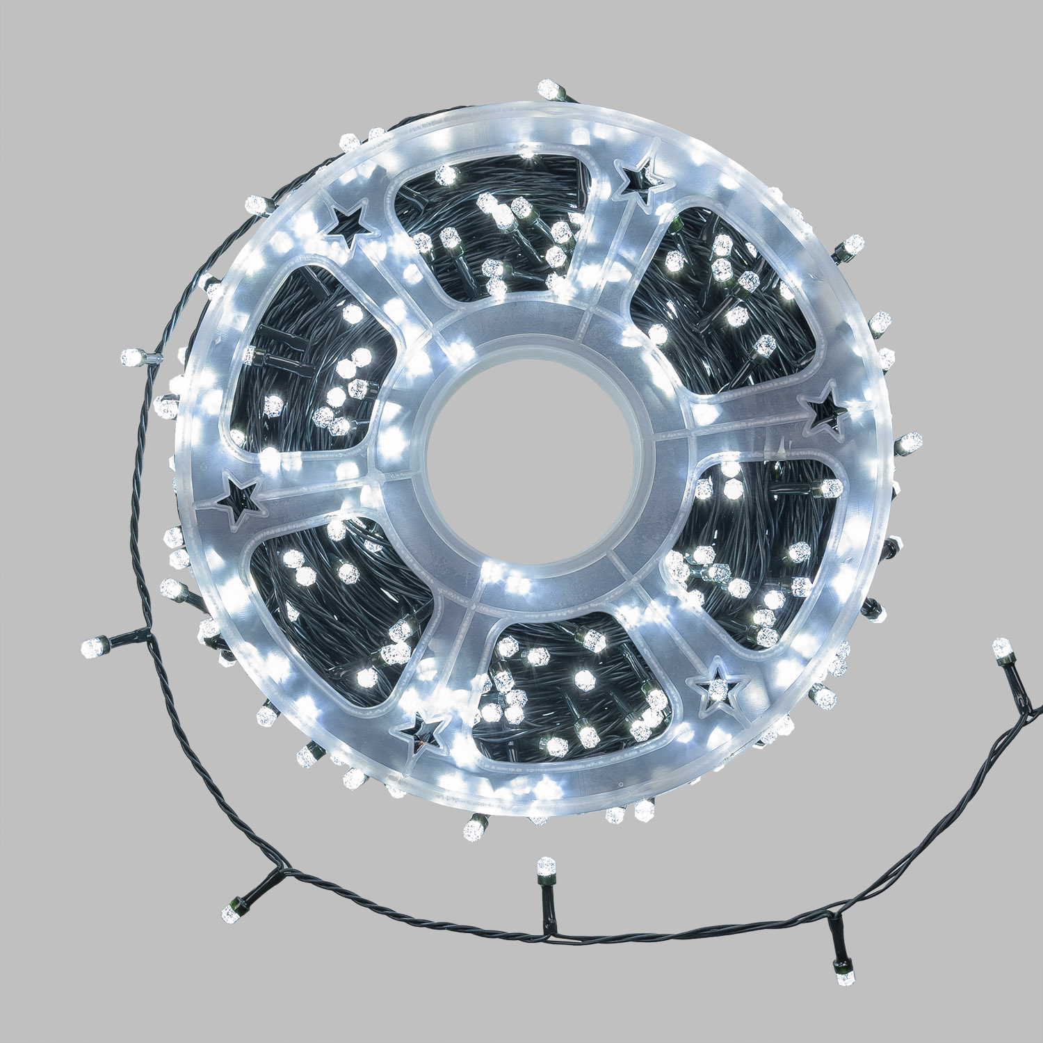 Catena 50 m, 500 led Diamante Bubble bianco freddo, cavo verde 7