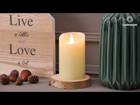 Candela led avorio in cera liscia, fiamma mobile, h 12,5 cm Ø 7,5 cm 2 Candela led avorio in cera liscia, fiamma mobile, h 12,5 cm Ø 7,5 cm 2