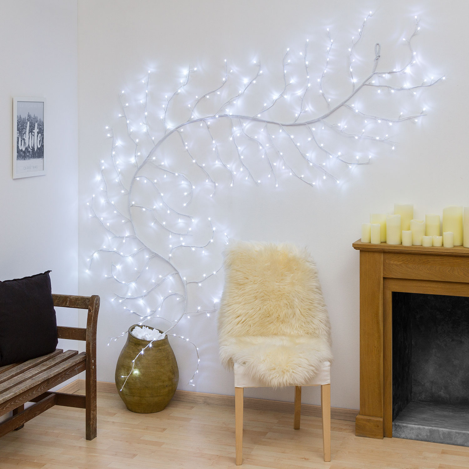 Branche blanche h 3 m, 288 led blanc froid 11 Branche blanche h 3 m, 288 led blanc froid 11