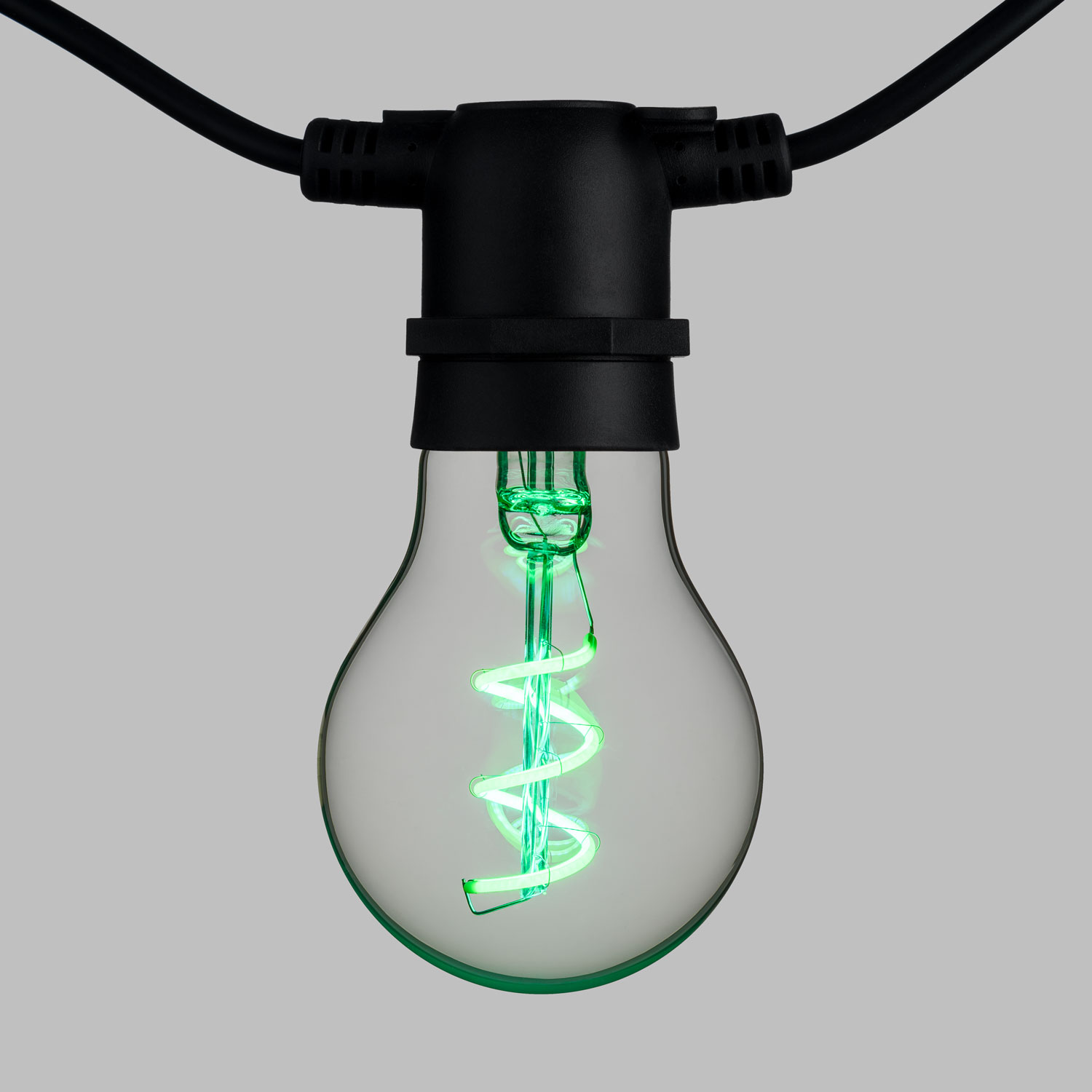 Catena 5 m, 10 lampadine goccia Ø 60 mm, led verde a spirale, prolungabile 2 Catena 5 m, 10 lampadine goccia Ø 60 mm, led verde a spirale, prolungabile 2