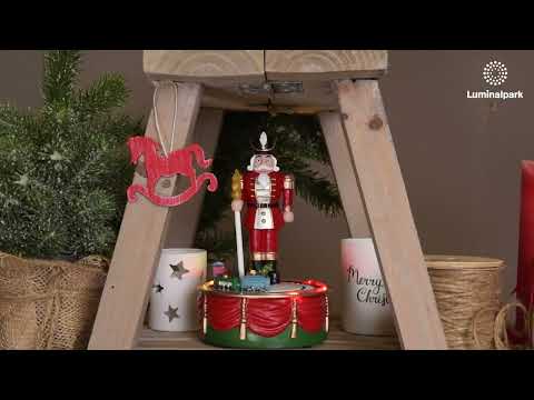 Soldat Nussknacker mit Weihnachtszug im Kreis in Bewegung, H 19 cm, Weihnachtslieder 2